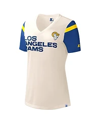 Women's Starter White Los Angeles Rams Kick Start V-Neck T-shirt