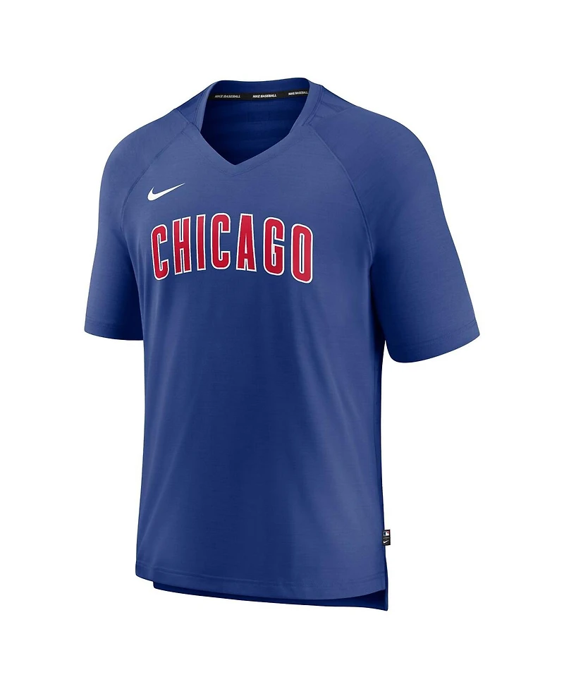 Men's Nike Royal Chicago Cubs Authentic Collection Pregame Raglan Performance V-Neck T-shirt