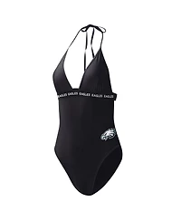 Women's G-iii 4Her by Carl Banks Black Philadelphia Eagles Full Count One-Piece Swimsuit