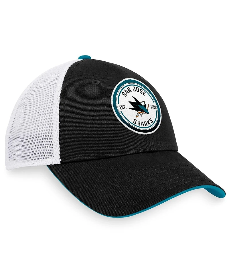 Men's Fanatics Black, White San Jose Sharks Iconic Gradient Trucker Snapback Hat