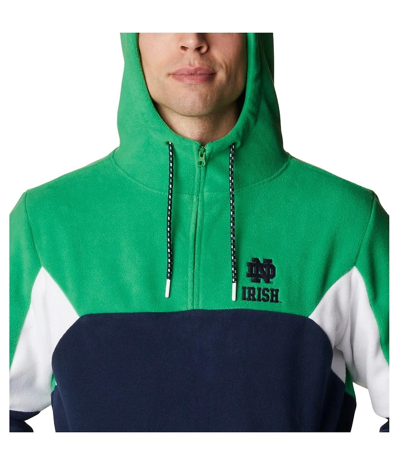 Men's Columbia Navy, Green Notre Dame Fighting Irish Lodge Quarter-Zip Hoodie