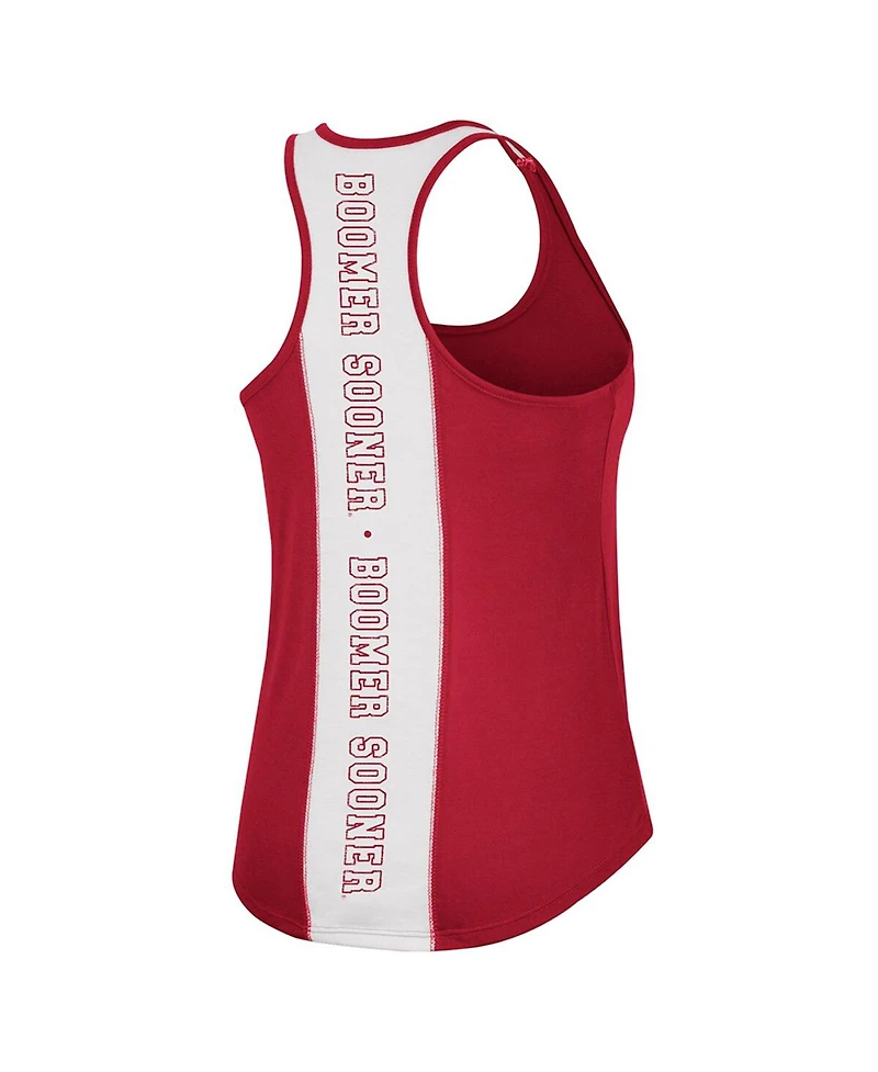 Women's Colosseum Crimson Oklahoma Sooners 10 Days Racerback Scoop Neck Tank Top