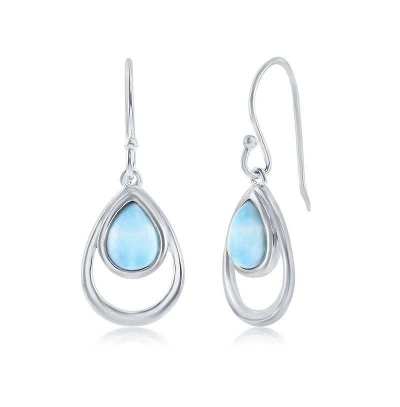 Sterling Silver Pearshaped Larimar Earrings