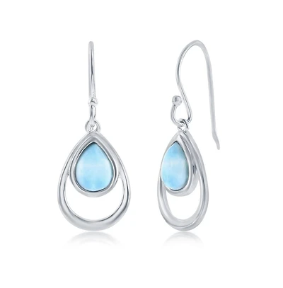 Sterling Silver Pearshaped Larimar Earrings