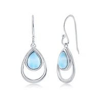 Sterling Silver Pearshaped Larimar Earrings