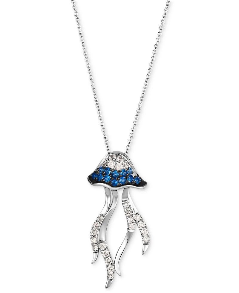 Le Vian Ombre Multi-Gemstone (3/8 ct. t.w.) & Nude Diamond (1/4 ct. t.w.) Jellyfish Pendant Necklace in 14k White Gold, 18" + 2" extender