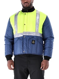RefrigiWear Men's HiVis Cooler Wear Jacket- High-Visibility, Insulated, Work Coat for Cold Storage