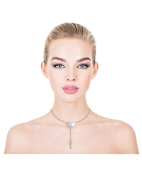 14k Gold Plated with Cubic Zirconia & Mother of Pearl Cupida€s Arrow Heart Y-Necklace