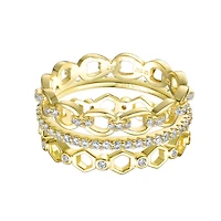 Ra 14K Gold Plated Clear Cubic Zirconia Wide Band Ring