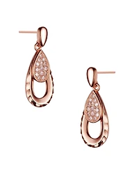 Sterling Silver Cubic Zirconia 18K Rose Plated Teardrop Earrings