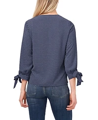 CeCe Women's Long Sleeve Garden Geo Tie Sleeve Blouse