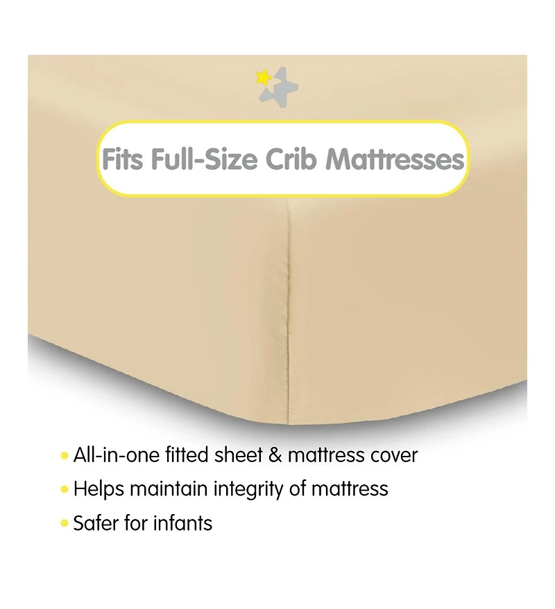 BreathableBaby All-in-One Fitted Sheet & Waterproof Cover for 52" x 28" Crib Mattress (2-Pack)
