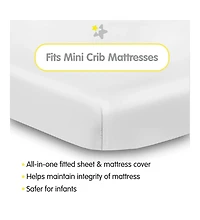 Halo Dream Inc. All-in-One Fitted Sheet & Waterproof Cover for 38" x 24" Mini Crib Mattress (2-Pack)