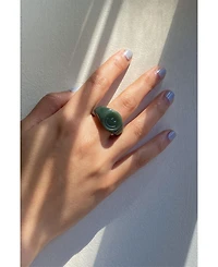 seree Smiley face - Green jade signet ring