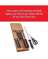 Zwilling Pro 10pc Block Set w/ Beechwood In-Drawer Knife Tray