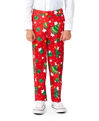 Suitmeister Big Boys Christmas Trees Stars Button Closure Suit Set Including Blazer, Pants and Clip-On-Tie