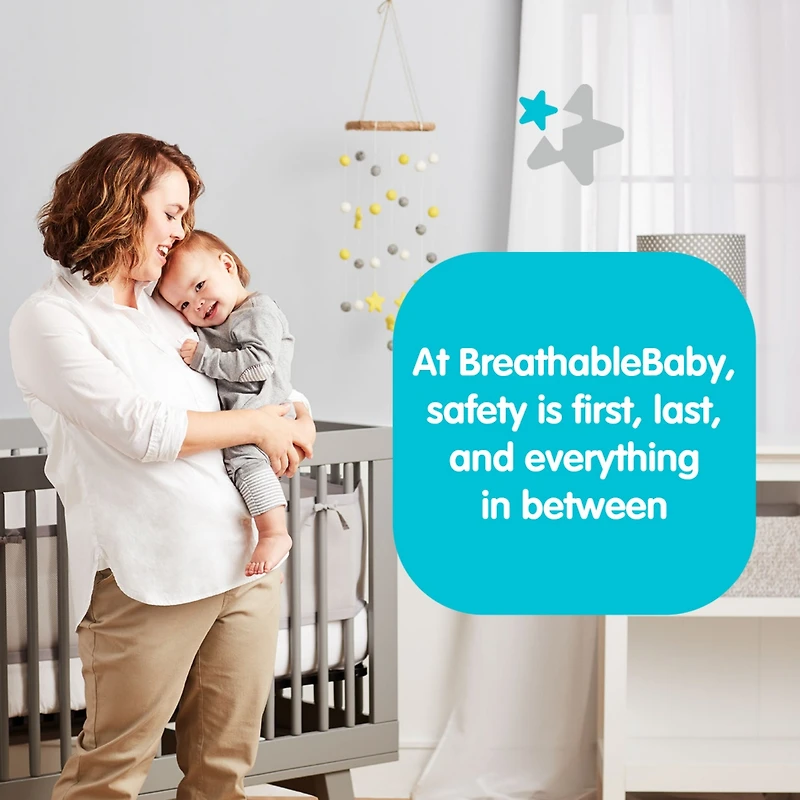 BreathableBaby AirflowBaby Breathable Mesh Liner for Full-Size Cribs, 9"H (23cm) Essential 2mm (Size 4FS Covers 3 or 4 Sides)