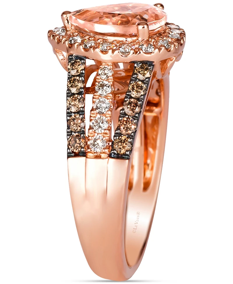 Le Vian Peach Morganite (1-1/10 ct. t.w.) & Diamond (3/4 Pear Halo Ring 14k Rose Gold (Also Available White or Yellow Gol