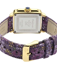 GV2 by Gevril Women's Padova Swiss Quartz Floral Purple Leather Watch 30mm