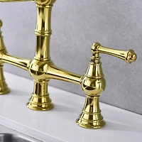 Streamdale Furniture Bridge Dual Handles Kitchen Faucet With Pull-Out Side Spray