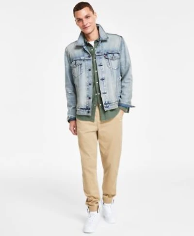 Levis Mens Regular Fit Denim Trucker Jacket Classic Western Shirt Tapered Jogger Pants