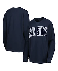 Women's Pressbox Navy Penn State Nittany Lions Surf Plus Size Southlawn Waffle-Knit Thermal Tri-Blend Long Sleeve T-shirt