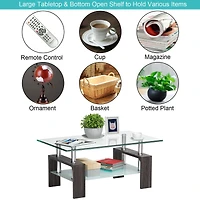 Rectangle Glass Coffee Table Metal Legs End Livingroom
