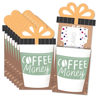 But First, Coffee Cafe Themed Party Card Sleeves Nifty Gifty Card Holders 8 Ct