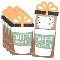 But First, Coffee Cafe Themed Party Card Sleeves Nifty Gifty Card Holders 8 Ct