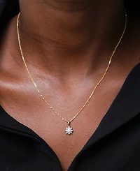 Diamond Star Flower Pendant Necklace (1/3 ct. t.w.) in 14k Gold, 15" + 3" extender