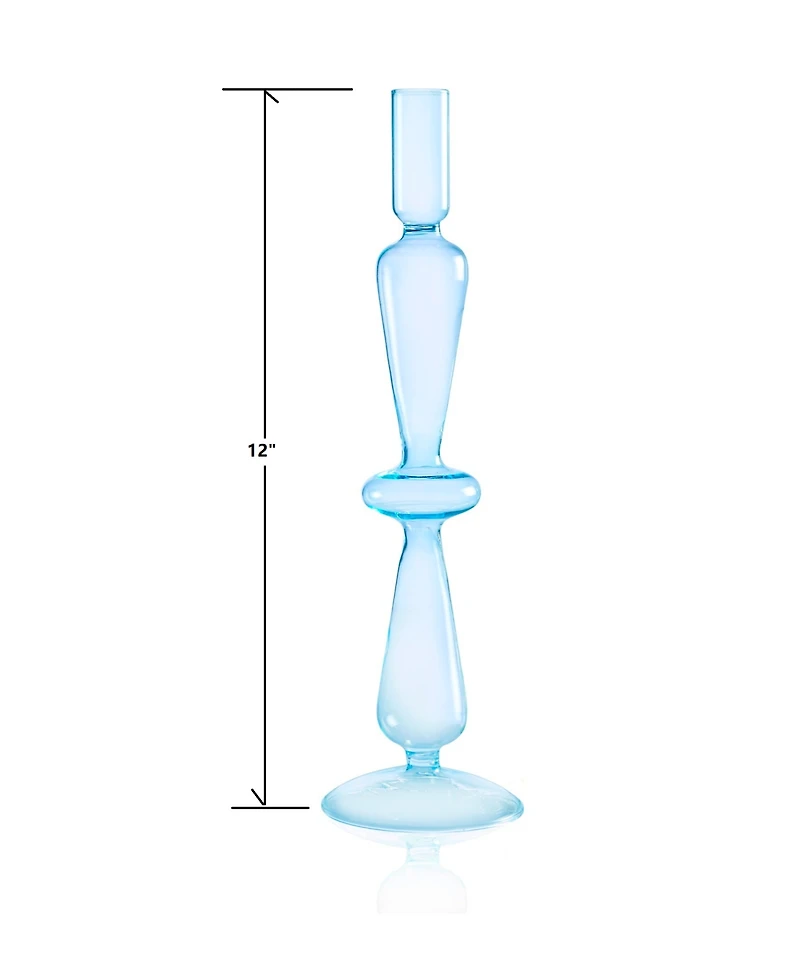 Aurora Glass 3- Piece 9.5", 11", 12" Tall Assorted Color Candlesticks