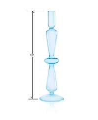 Aurora Glass 3- Piece 9.5", 11", 12" Tall Assorted Color Candlesticks