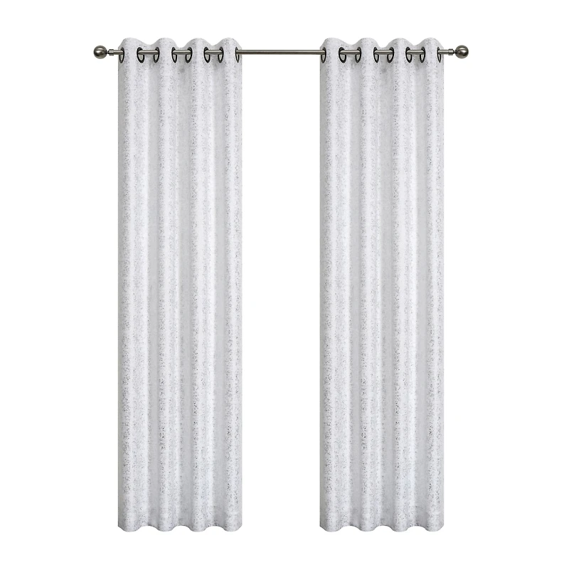 GoodGram Montauk Accents 2 Piece Grommet Top Sparkly Metallic Light Filtering Window Curtains - 95 in. Long Gray