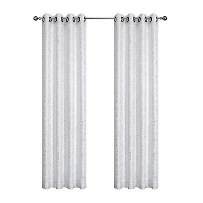 GoodGram Montauk Accents 2 Piece Grommet Top Sparkly Metallic Light Filtering Window Curtains - 95 in. Long Gray