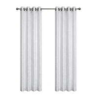 GoodGram Montauk Accents 2 Piece Grommet Top Sparkly Metallic Light Filtering Window Curtains - 95 in. Long Gray