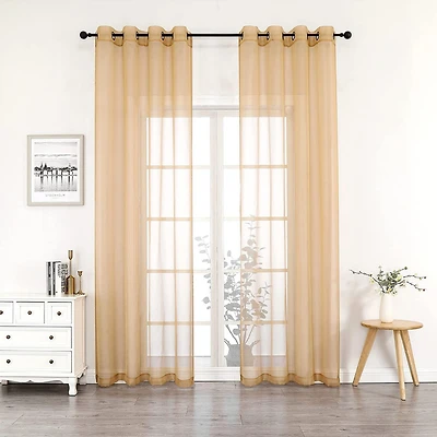 GoodGram Montauk Accents 2 Piece Grommet Top Summery Sheer Voile Window Curtain Panels For Extra Long & Taller Windows