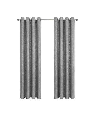 GoodGram Montauk Accents 2 Piece Grommet Top Sparkly Metallic Light Filtering Window Curtains - 95 in. Long Gray