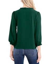 CeCe Women's Ruffled Button Front 3/4-Sleeve Blouse