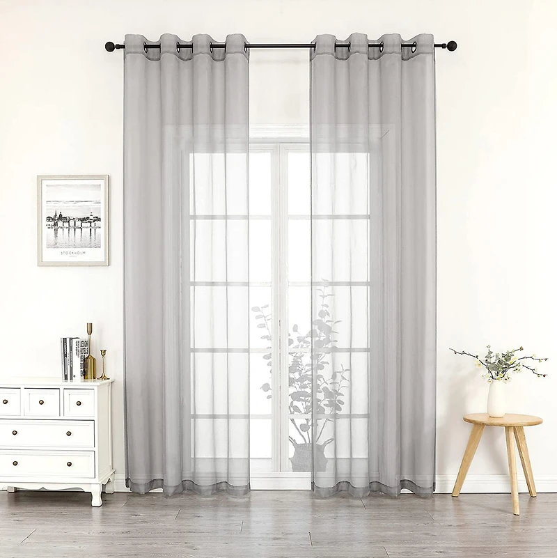 GoodGram Montauk Accents 2 Piece Grommet Top Summery Sheer Voile Window Curtain Panels For Extra Long & Taller Windows