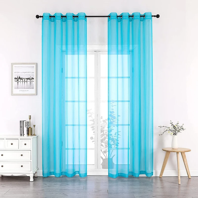 GoodGram Montauk Accents 2 Piece Grommet Top Summery Sheer Voile Window Curtain Panels For Extra Long & Taller Windows