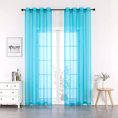 GoodGram Montauk Accents 2 Piece Grommet Top Summery Sheer Voile Window Curtain Panels For Extra Long & Taller Windows