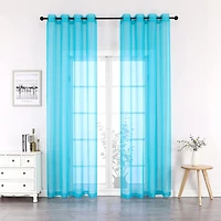 GoodGram Montauk Accents 2 Piece Grommet Top Summery Sheer Voile Window Curtain Panels For Extra Long & Taller Windows