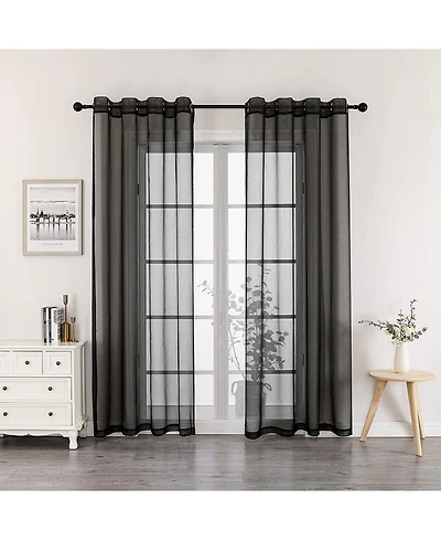GoodGram Montauk Accents 2 Piece Grommet Top Summery Sheer Voile Window Curtain Panels For Extra Long & Taller Windows