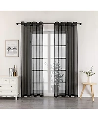 GoodGram Montauk Accents 2 Piece Grommet Top Summery Sheer Voile Window Curtain Panels For Extra Long & Taller Windows