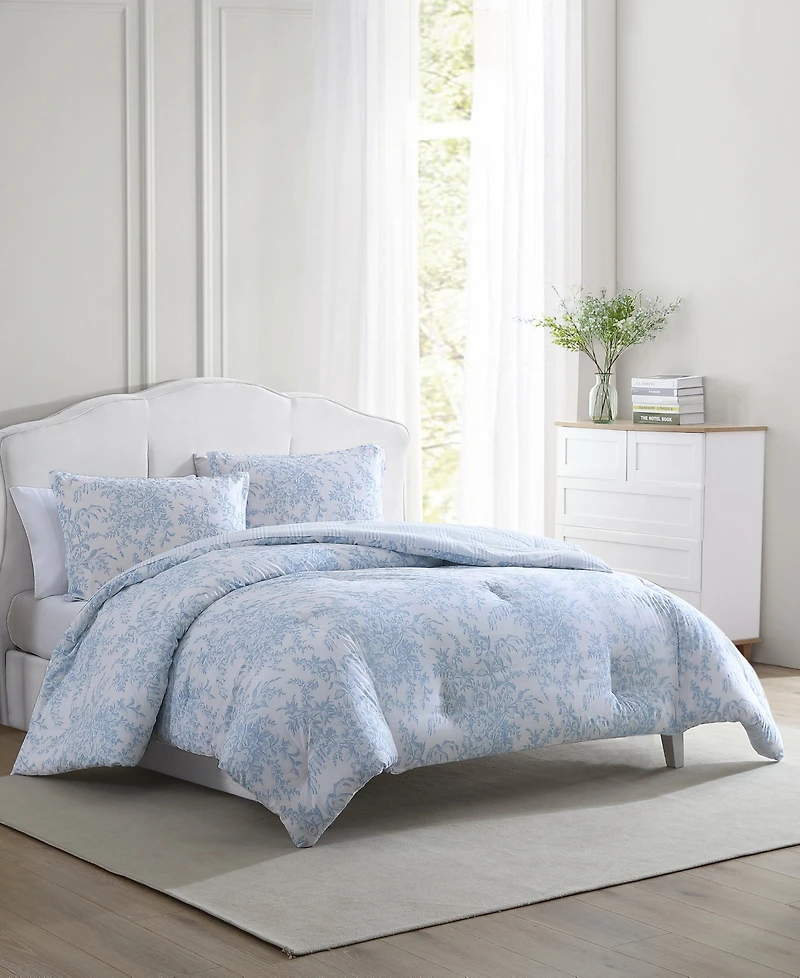 Laura Ashley Bedford Cotton Reversible Piece Comforter Set