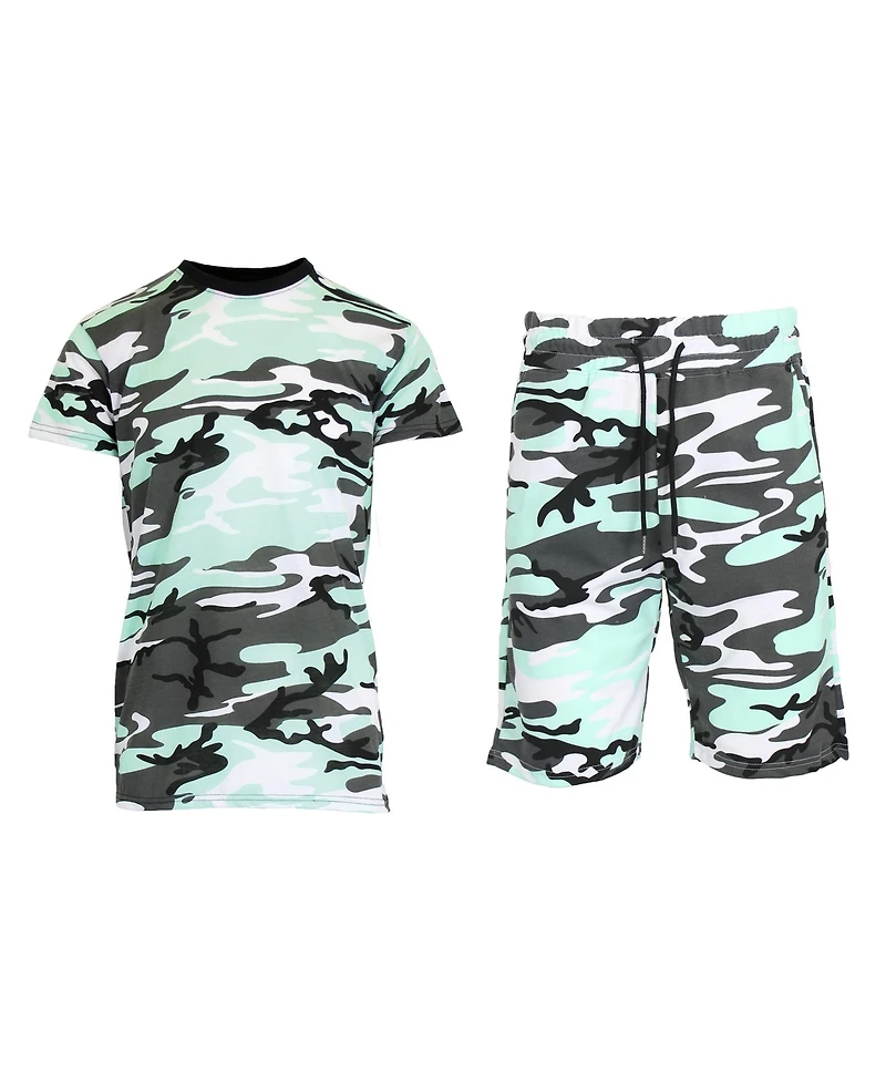 Galaxy By Harvic Men's Camo Short Sleeve T-shirt and Shorts, 2-Piece Set