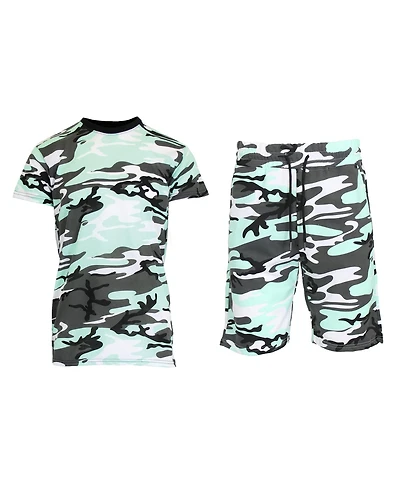 Galaxy By Harvic Men's Camo Short Sleeve T-shirt and Shorts, 2-Piece Set