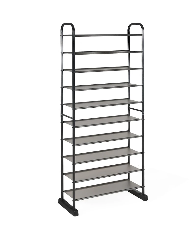 10-Tier Shoe Rack Space-saving Shoe Organizer W/Metal Frame Shoe Tower