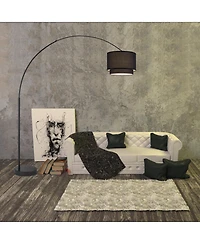 Fc Design Modern 81" Tall Standing Adjustable Arched Floor Lamp with Double Drum Shade and Marble Base
