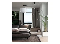 Fc Design Modern 81" Tall Standing Adjustable Arched Floor Lamp with Double Drum Shade and Marble Base